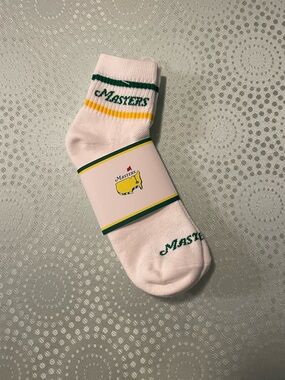 Masters White Crew Socks with Green & Yellow Stripes